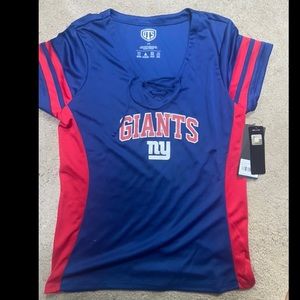 New York Giants OTS Women's Poly Lace Up V-Neck T